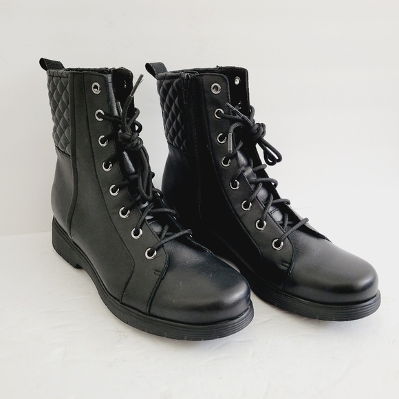 Munro Shoes - New Munro Womens Tessa Black Ankle Boots Combat ,Size 7,5